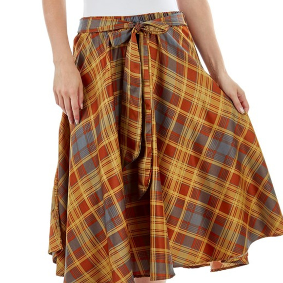 New Retro Plaid Skirt A-Line Sz M Vintage Look - Picture 3 of 3